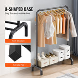 VEVOR Clothes Rack, Heavy Duty Clothing Garment Rack with Hanging Rod and Bottom Storage Area, Clothing Rack for Bedroom Guest Room - 45-Degree Angle