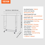 VEVOR Heavy Duty Clothes Rack, Double Hanging Rod Clothing Garment Rack for Hanging Clothes, Adjustable Height and Extendable Length Clothing Rack with Bottom Storage Area, 272 KG Load Capacity - Close-Up Angle