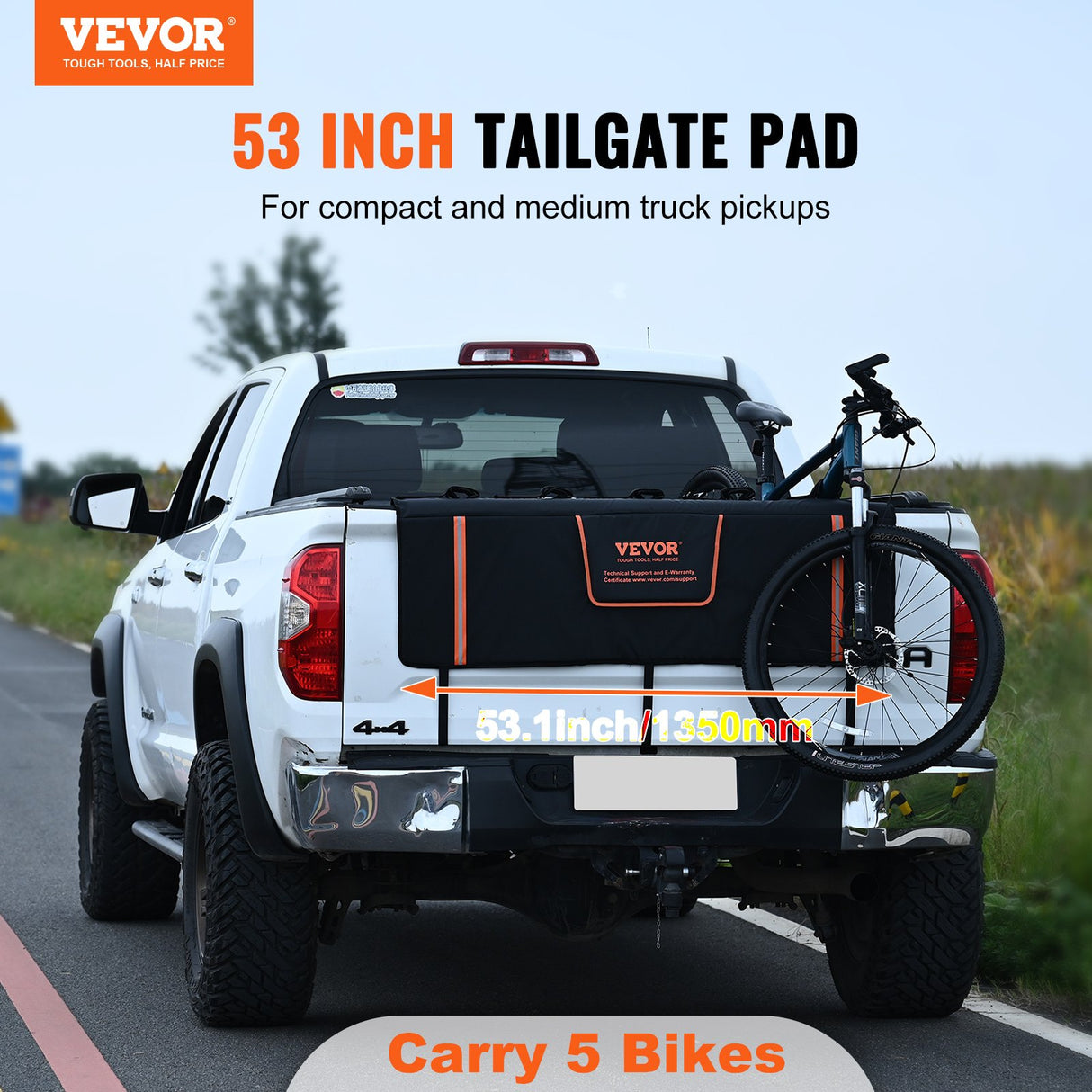 VEVOR 53-inch Tailgate Pad 5-Bike Pickup Truck Bed Tailgate Pad Protector Cover