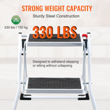 VEVOR Step Ladder 2-Step 150kg Capacity, Ergonomic Folding Steel Step Stool with Wide Anti-Slip Pedal, Sturdy Step Stool for Adults Toddlers, Multi-