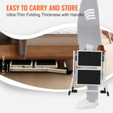 VEVOR Step Ladder 2-Step 150kg Capacity, Ergonomic Folding Steel Step Stool with Wide Anti-Slip Pedal, Sturdy Step Stool for Adults Toddlers, Multi-