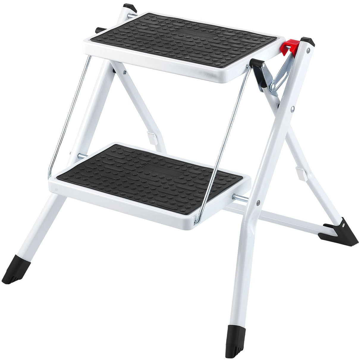 VEVOR Step Ladder 2-Step 150kg Capacity, Ergonomic Folding Steel Step Stool with Wide Anti-Slip Pedal, Sturdy Step Stool for Adults Toddlers, Multi-