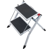 VEVOR Step Ladder 2-Step 150kg Capacity, Ergonomic Folding Steel Step Stool with Wide Anti-Slip Pedal, Sturdy Step Stool for Adults Toddlers, Multi-