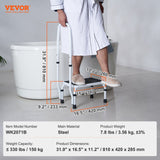 VEVOR Step Stool 1-Step 150KG Capacity, 3 Adjustable Height with Handle Steel Step Ladder, Portable Toddler Step Stools for Adults, Non-Slip Sturdy