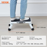 VEVOR Step Stool 1-Step 150KG Capacity, Folding Steel Step Ladder 3 Adjustable Height, Portable Toddler Step Stools for Adults, Non-Slip Sturdy Step Ladders for Office, RVs, Pets, Bathrooms,Bedrooms - Close-Up Angle