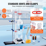 VEVOR Essential Oil Distillation Kit, 2000ml Distillation Apparatus, 3.3 Boro Lab Glassware Distillation Kit with 1000W Heating Plate and 24, 40 Joint, 28 pcs Set - Top-Down View