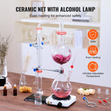 VEVOR Essential Oil Distillation Kit, 2000ml Distillation Apparatus, 3.3 Boro Lab Glassware Distillation Kit with 1000W Heating Plate and 24, 40 Joint, 28 pcs Set - 45-Degree Angle