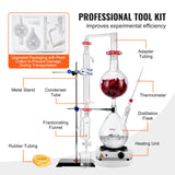 VEVOR Essential Oil Distillation Kit, 2000ml Distillation Apparatus, 3.3 Boro Lab Glassware Distillation Kit with 1000W Heating Plate and 24, 40 Joint, 28 pcs Set - Rear View