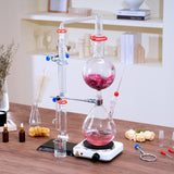 VEVOR Essential Oil Distillation Kit, 2000ml Distillation Apparatus, 3.3 Boro Lab Glassware Distillation Kit with 1000W Heating Plate and 24, 40 Joint, 28 pcs Set - Low Angle