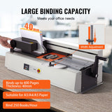 VEVOR Thermal Binding Machine, 400 Sheets Capacity Hot Glue Binding Machine, Thermal Book Binder 40mm Binding Thickness A3(Short Edge)/A4/A5 Document - Top-Down View
