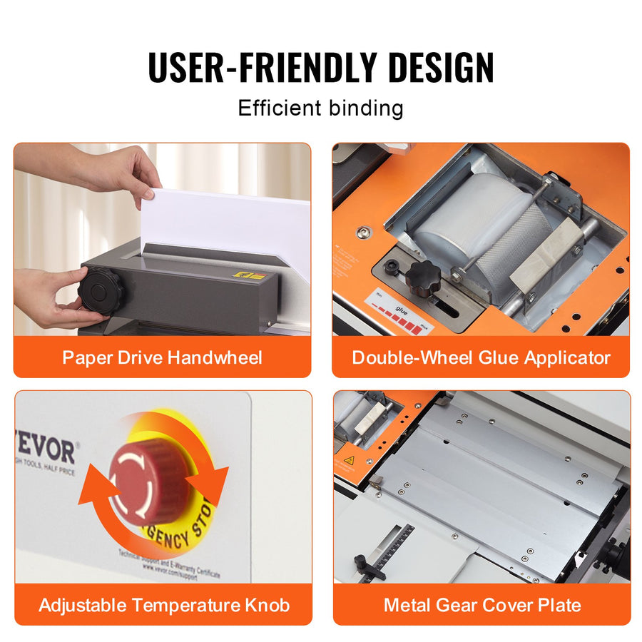 Thermal Binding Machine, 400 Sheets Capacity Hot Glue Binding Machine, Thermal Book Binder 40mm Binding Thickness A3(Short Edge)/A4/A5 Document