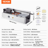 VEVOR Thermal Binding Machine, 400 Sheets Capacity Hot Glue Binding Machine, Thermal Book Binder 40mm Binding Thickness A3(Short Edge)/A4/A5 Document - Close-Up Angle