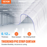 VEVOR Strip Curtain, 3048 cm L x 30.5 cm W x 3 mm Thickness, Clear Ribbed PVC Curtain Strip Door Bulk Roll, Plastic Door Strips for Doorway of Supermarket, Garage, Warehouse, Barn, Pet Animal House - Front View