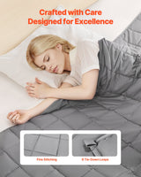 VEVOR Weighted Blanket, 11 kg, 2235 x 2640 mm King Size, Cooling Breathable Heavy Blanket with Glass Beads, All-Season Use, Suitable for 113-140 kg Adults, Anxiety Stress Relief, Improve Sleep, Grey - Top-Down View