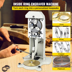 Inside Ring Engraver, Double Sided Dial Ring Engraver Stamper, 1.5mm-2.0mm Character Letter Block Ring Engraving Machine, Aluminum Alloy Body, with 3 Clamps, for Jewelry Rings Inner Engraving