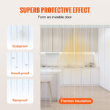 VEVOR Strip Curtain, 2286 cm L x 20 cm W x 2 mm Thickness, Clear Ribbed PVC Curtain Strip Door Bulk Roll, Plastic Door Strips for Doorways of