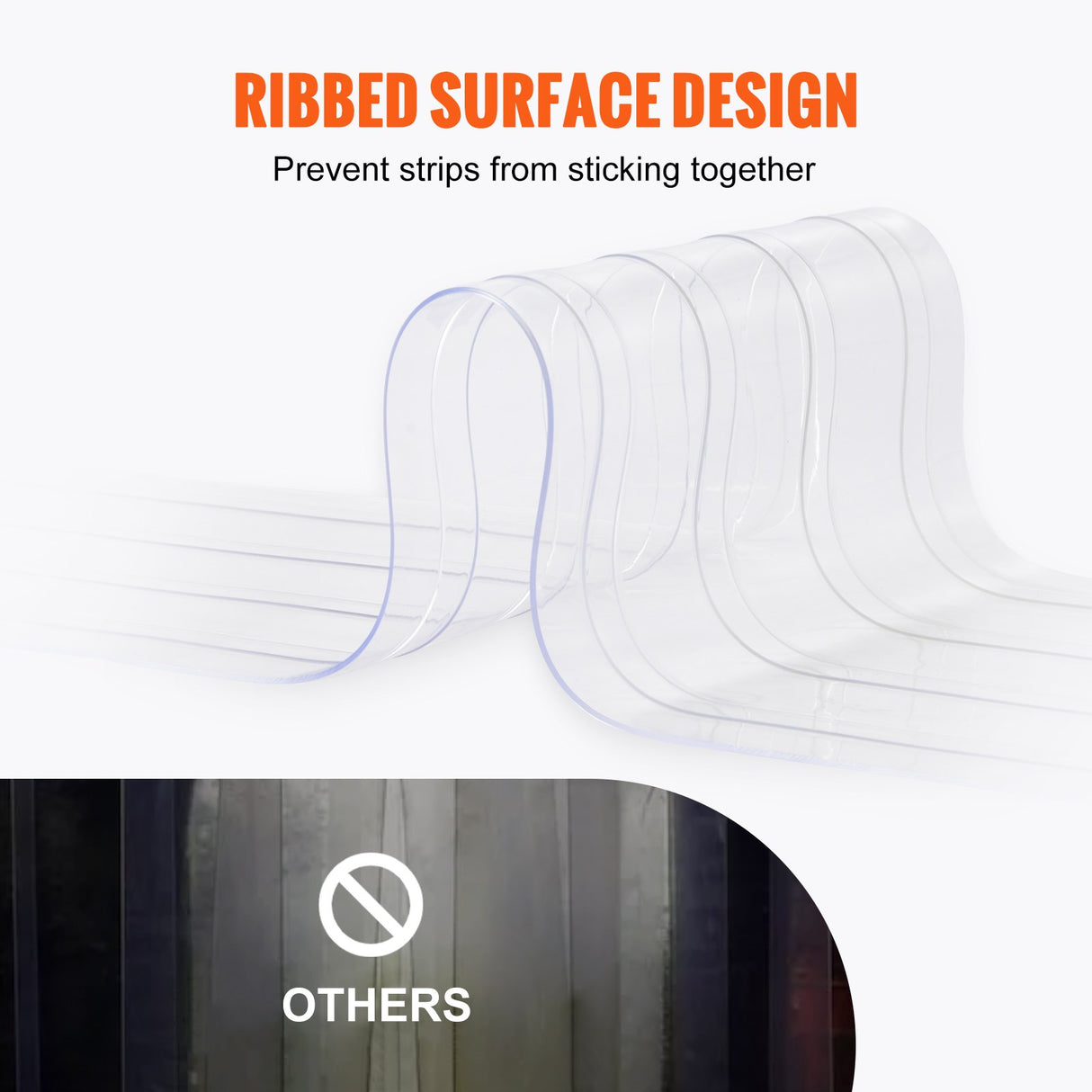VEVOR Strip Curtain, 2286 cm L x 20 cm W x 2 mm Thickness, Clear Ribbed PVC Curtain Strip Door Bulk Roll, Plastic Door Strips for Doorways of