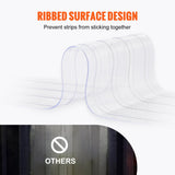 VEVOR Strip Curtain, 2286 cm L x 20 cm W x 2 mm Thickness, Clear Ribbed PVC Curtain Strip Door Bulk Roll, Plastic Door Strips for Doorways of
