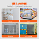 VEVOR Strip Curtain, 2286 cm L x 20 cm W x 2 mm Thickness, Clear Ribbed PVC Curtain Strip Door Bulk Roll, Plastic Door Strips for Doorways of - Rear View