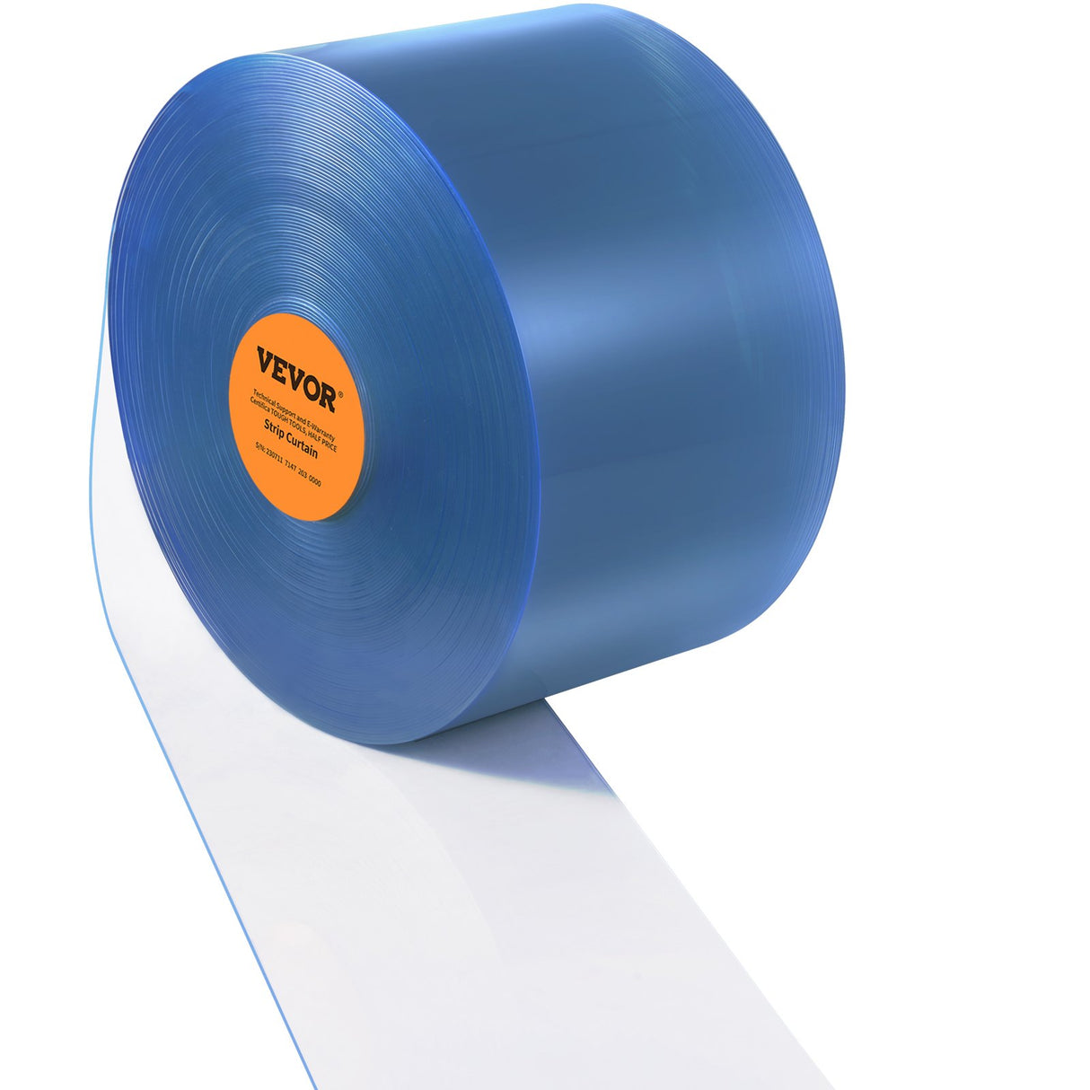 VEVOR Strip Curtain, 75' Length x 8" Width x 0.08" Thickness, Clear PVC Smooth Curtain Strip Door Bulk Roll, Plastic Door Strips for Doorways of Supermarket, Garage, Warehouse, Barn, Pet Animal House