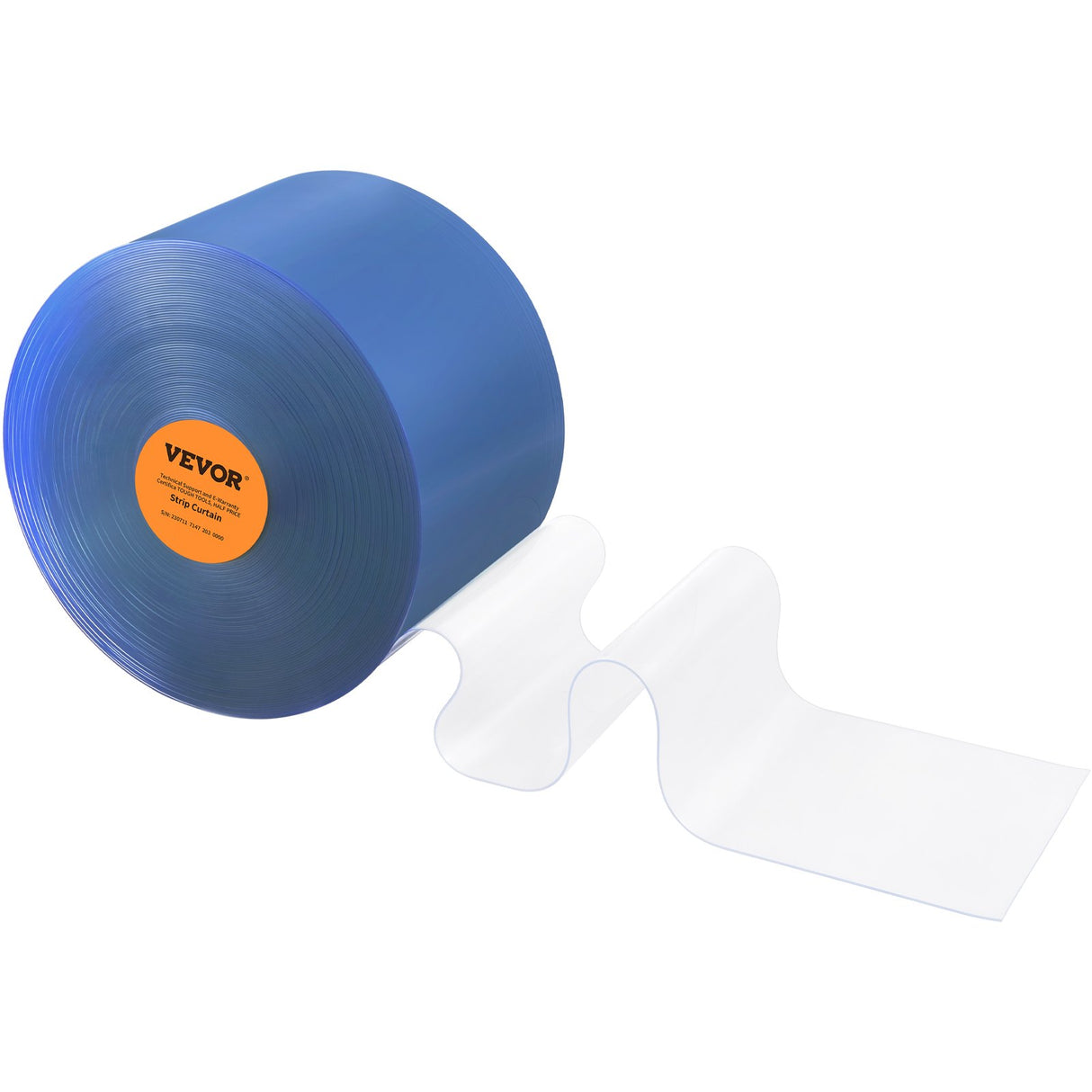VEVOR Strip Curtain, 75' Length x 8" Width x 0.08" Thickness, Clear PVC Smooth Curtain Strip Door Bulk Roll, Plastic Door Strips for Doorways of