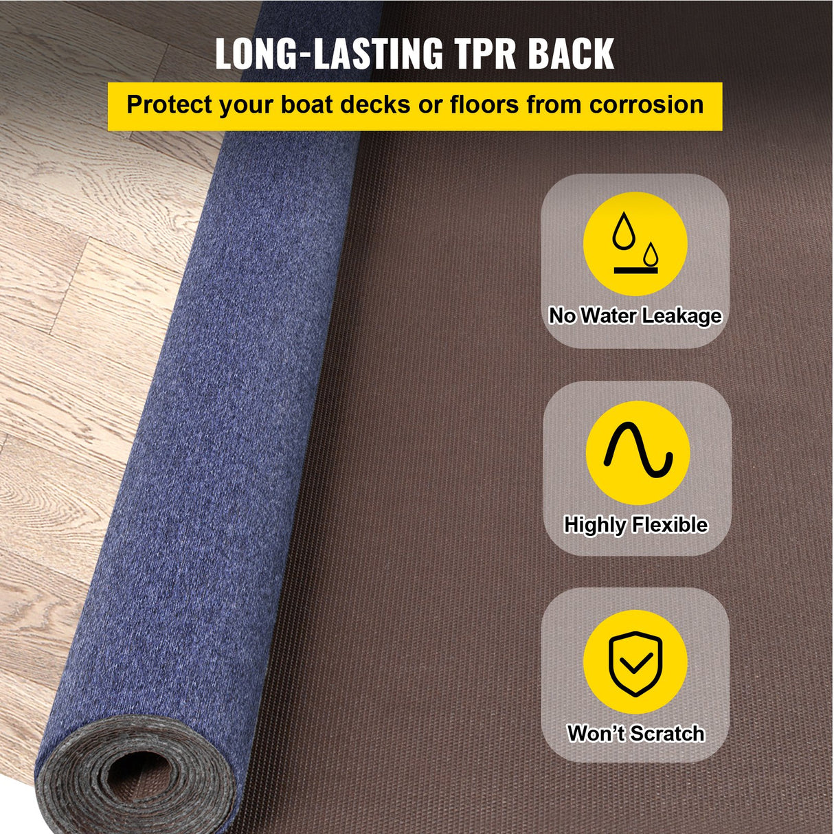 VEVOR Indoor Outdoor Rug Carpet Blue 6x23ft Area Rugs Runner for Patio Deck, 1.8x7m
