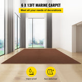 VEVOR Marine Carpet, 6 x 13 ft Boat Carpeting, Deep Brown Marine Grade Boat Carpet, Indoor/Outdoor Marine Carpeting with Water-Proof TPR Backing,
