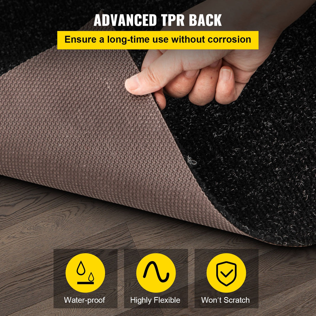 VEVOR Marine Carpet, 6 x 23 ft Boat Carpeting, Charcoal Black Marine Grade Boat Carpet, Indoor/Outdo