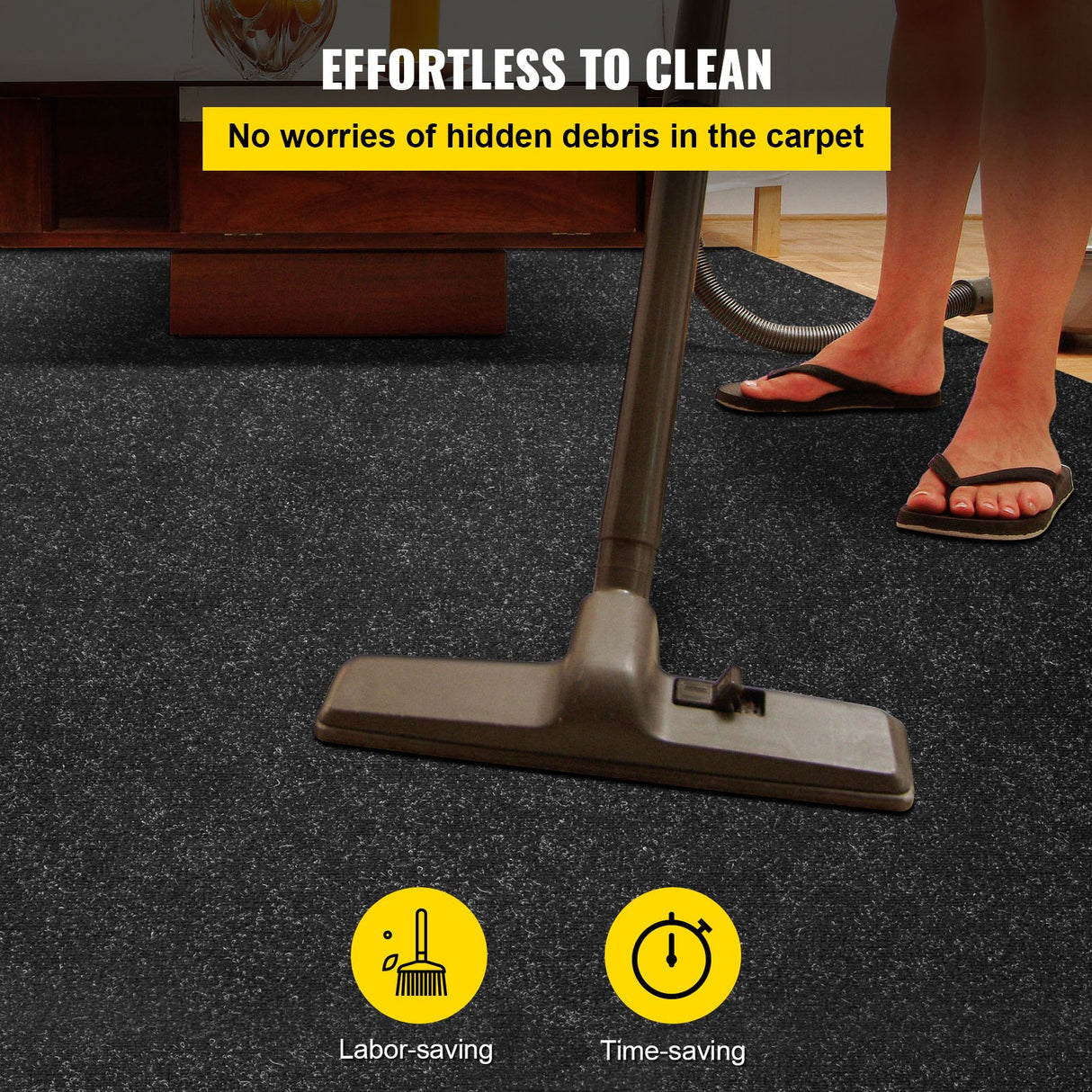 VEVOR Marine Carpet, 6 x 23 ft Boat Carpeting, Charcoal Black Marine Grade Boat Carpet, Indoor/Outdo