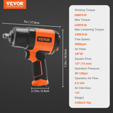 VEVOR 1/2-Inch Air Impact Wrench, High Torque Up to 1400 ft-lbs, Lightweight 4.6 lb Design Pneumatic Impact Gun with 11-PCS 1/2-Inch Drive?CR-V?Steel