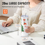 VEVOR 24 Pack Straight Sublimation Tumblers, 20 oz Blank Tumbler Bulk, Stainless Steel Double Wall Tumbler Cups with Straw, Lid, Brush, Base, Shrink Wrap, Gift Box, for Heat Press and Heat Transfer - Top-Down View