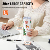 VEVOR 8 Pack Straight Sublimation Tumblers, 30 oz Blank Tumbler Bulk, Stainless Steel Double Wall Tumbler Cups with Straw, Lid, Brush, Base, Shrink Wrap, Gift Box, for Heat Press and Heat Transfer - Top-Down View