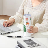 VEVOR 8 Pack Straight Sublimation Tumblers, 30 oz Blank Tumbler Bulk, Stainless Steel Double Wall Tumbler Cups with Straw, Lid, Brush, Base, Shrink Wrap, Gift Box, for Heat Press and Heat Transfer - Close-Up Angle