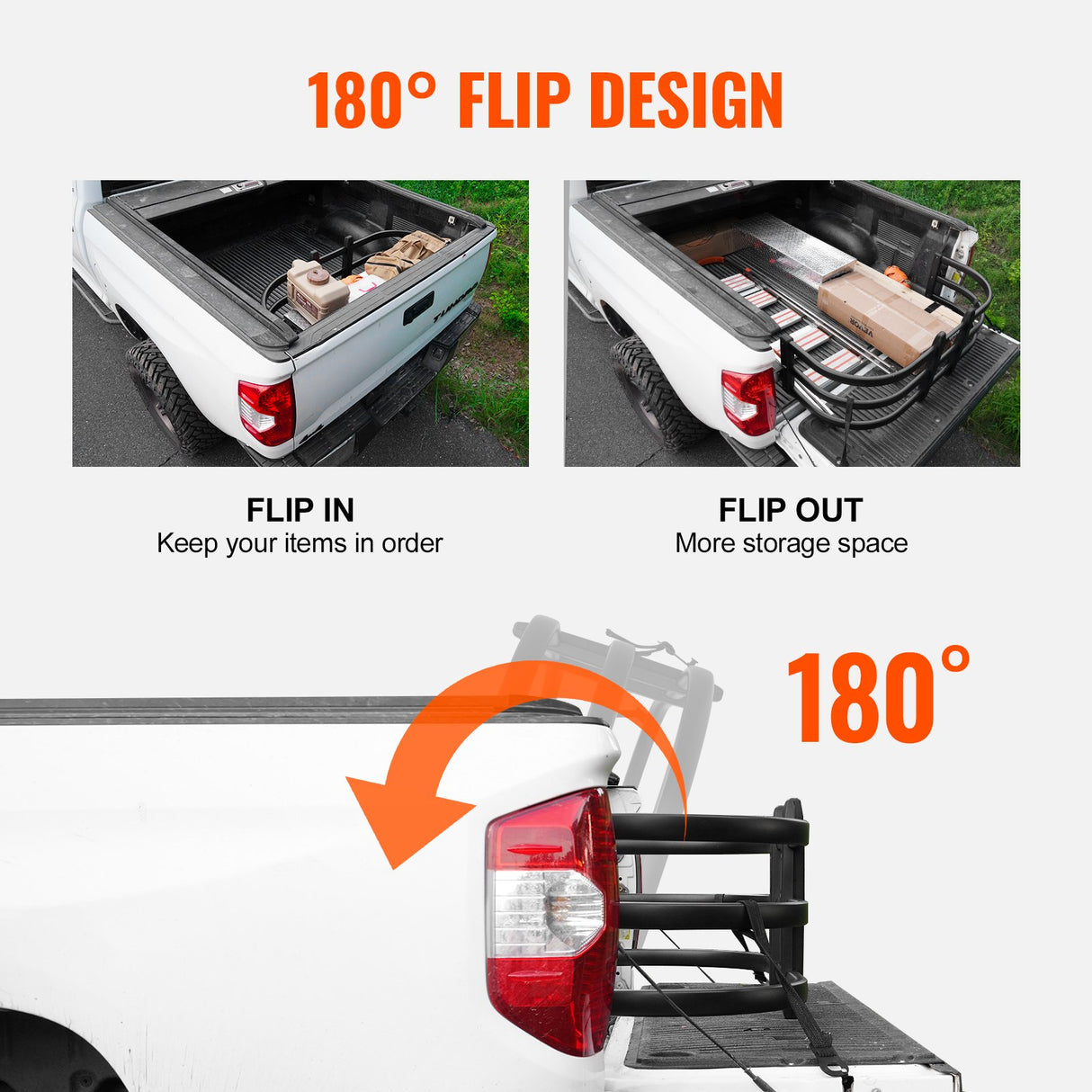 VEVOR Truck Bed Extender, Aluminum Retractable Tailgate Extender, 131cm-162.6cm Adjustable Length, Fits for Ridgeline, Tacoma, Gladiator, Colorado/