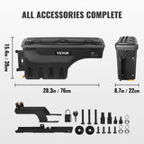 VEVOR Truck Bed Storage Box, Lockable Swing Case with Password Padlock, 6.6 Gal/25 L ABS Wheel Well Tool Box, Waterproof and Durable, Compatible with Ford F-150 2015-2021, Drivers Side