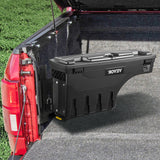 VEVOR Truck Bed Storage Box, Lockable Swing Case with Password Padlock, 6.6 Gal/25 L ABS Wheel Well Tool Box, Waterproof and Durable, Compatible with Ford F-150 2015-2021, Drivers Side - Low Angle
