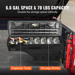 Truck Bed Storage Box, Lockable Swing Case with Password Padlock, 6.6 Gal/25 L ABS Wheel Well Tool Box, Waterproof and Durable, Compatible with Ford F-150 2015-2021, Passenger Side