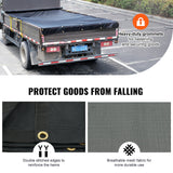 VEVOR Dump Truck Mesh Tarp, 5 x 14 ft, PVC Coated Black Heavy Duty Cover with 5.5" 18oz Double Pocket, Brass Grommets, Reinforced Double Needle Stitch