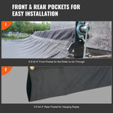 VEVOR Dump Truck Mesh Tarp, 5 x 14 ft, PVC Coated Black Heavy Duty Cover with 5.5" 18oz Double Pocket, Brass Grommets, Reinforced Double Needle Stitch