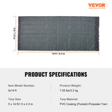 VEVOR Dump Truck Mesh Tarp, 5 x 14 ft, PVC Coated Black Heavy Duty Cover with 5.5