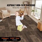 Carpet Tiles Reusable, 24"x 24"Carpet Squares With Padding Attached, Soft Padded Carpet Tiles, Easy Install DIY for Bedroom Living Room (24Tiles, Mixed Brown)