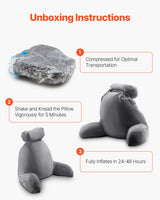 VEVOR Reading Pillow, Large Bed Pillow with Removable Headrest, Back Pillow with 3 Pockets, Shredded Memory Foam and Washable Short Velvet Cloth, Side with Handles for Reading, Gaming, Resting, Grey - Front View