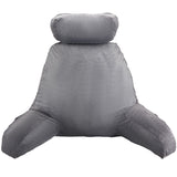 VEVOR Reading Pillow, Large Bed Pillow with Removable Headrest, Back Pillow with 3 Pockets, Shredded Memory Foam and Washable Short Velvet Cloth, Side with Handles for Reading, Gaming, Resting, Grey - Extra Image