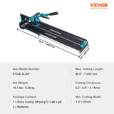 VEVOR Manual Tile Cutter, 1200mm, Porcelain Ceramic Tile Cutter with Tungsten Carbide Cutting Wheel, Infrared Positioning, Anti-Skid Feet, Durable