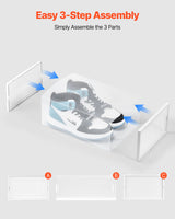 VEVOR Shoe Storage Boxes 12 Pack Stackable Storage Organizers US Size 11 White - Side View