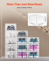 VEVOR Shoe Storage Boxes 12 Pack Stackable Storage Organizers US Size 11 White - Top-Down View