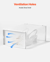 VEVOR Shoe Storage Boxes 12 Pack Stackable Storage Organizers US Size 11 White - 45-Degree Angle