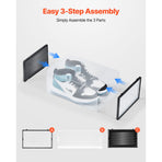 Shoe Storage Boxes, 12 Pack Stackable Shoe Boxes Storage Organizers, Fit up to US Size 11, Plastic Modular Space Saving Sneaker Containers for Storing High Heels, Boots, and Hats, Black Frame