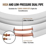 4876.8mm Mini Split Line Set, 6.4 & 12.7mm O.D Copper Pipes Tubing and Triple-Layer Insulation, for Air Conditioning or Heating Pump Equipment & HVAC with Rich Accessories (18ft Connection Cable