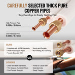 4876.8mm Mini Split Line Set, 6.4 & 12.7mm O.D Copper Pipes Tubing and Triple-Layer Insulation, for Air Conditioning or Heating Pump Equipment & HVAC with Rich Accessories (18ft Connection Cable